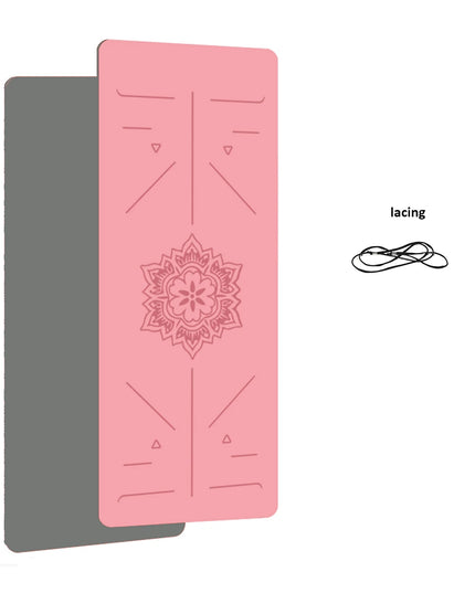 Yogamatte rutschfest in Rosa mit Muster - Mandala und Ausrichtungslinien