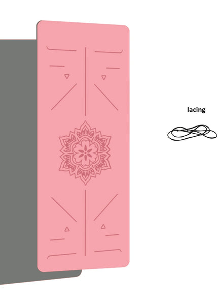 Yogamatte rutschfest in Rosa mit Muster - Mandala und Ausrichtungslinien