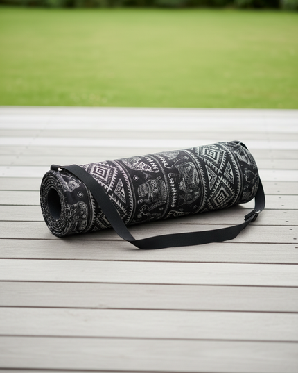 Yoga Bag aus Canvas: Schwarze Yogatasche mit Muster - Ansicht 3