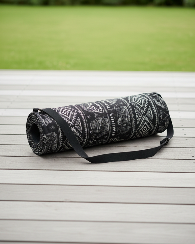 Yoga Bag aus Canvas: Schwarze Yogatasche mit Muster - Ansicht 3