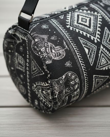 Yoga Bag aus Canvas: Schwarze Yogatasche mit Muster - Ansicht 4