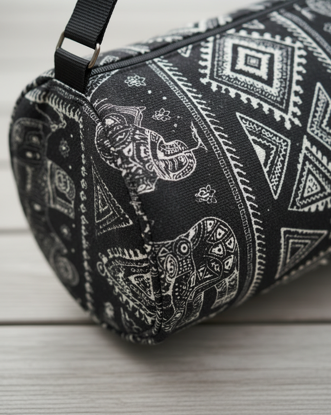 Yoga Bag aus Canvas: Schwarze Yogatasche mit Muster - Ansicht 4
