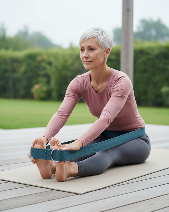 Cotton Yoga Strap: graublauer Yogagurt mit D-Ringen - Ansicht 1