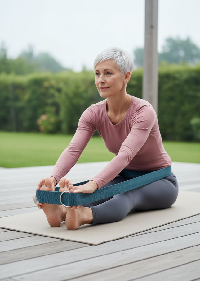 Cotton Yoga Strap: graublauer Yogagurt mit D-Ringen - Ansicht 1