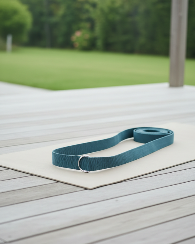 Cotton Yoga Strap: graublauer Yogagurt mit D-Ringen - Ansicht 2