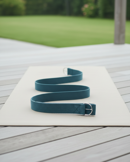 Cotton Yoga Strap: graublauer Yogagurt mit D-Ringen - Ansicht 3