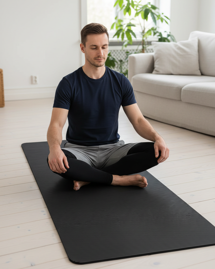 Dicke breite Yogamatte aus NBR - schwarz, 20 mm - Ansicht 1