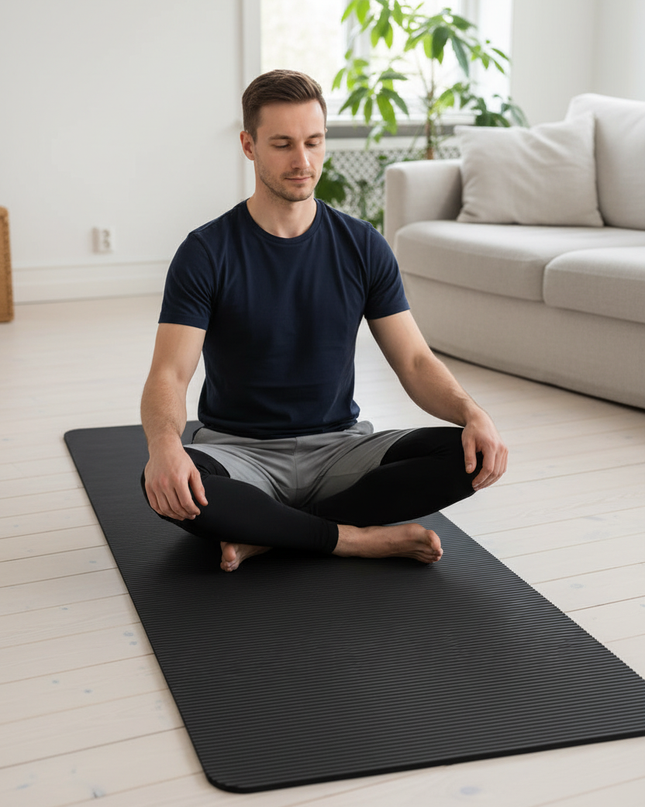 Dicke breite Yogamatte aus NBR - schwarz, 20 mm - Ansicht 1