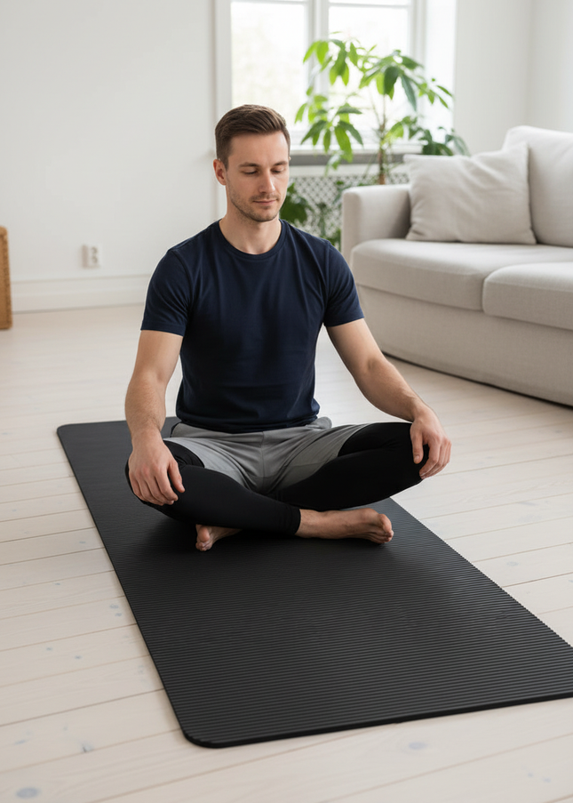 Dicke breite Yogamatte aus NBR - schwarz, 20 mm - Ansicht 1
