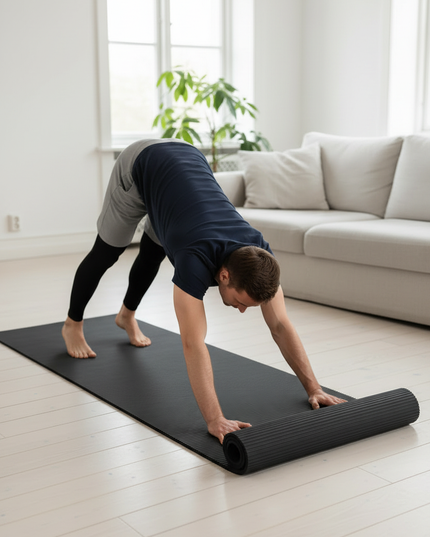 Dicke breite Yogamatte aus NBR - schwarz, 20 mm - Ansicht 2