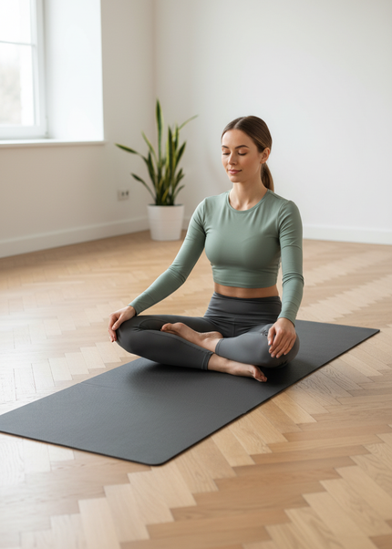 Dünne Yogamatte zum Reisen in Anthrazit - 3 mm dick - Ansicht 1