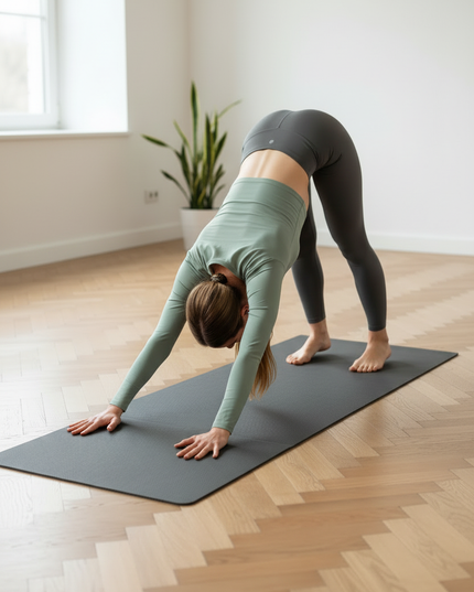 Dünne Yogamatte zum Reisen in Anthrazit - 3 mm dick - Ansicht 2