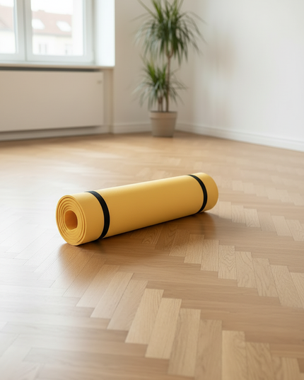 Foldable Yoga Mat: Gelbe Yogamatte mit Halteriemen - Ansicht 3