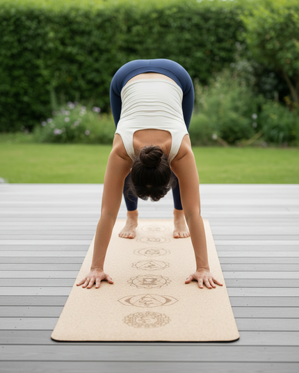 Große Yogamatte mit Chakra-Symbolen aus Kork - Ansicht 2