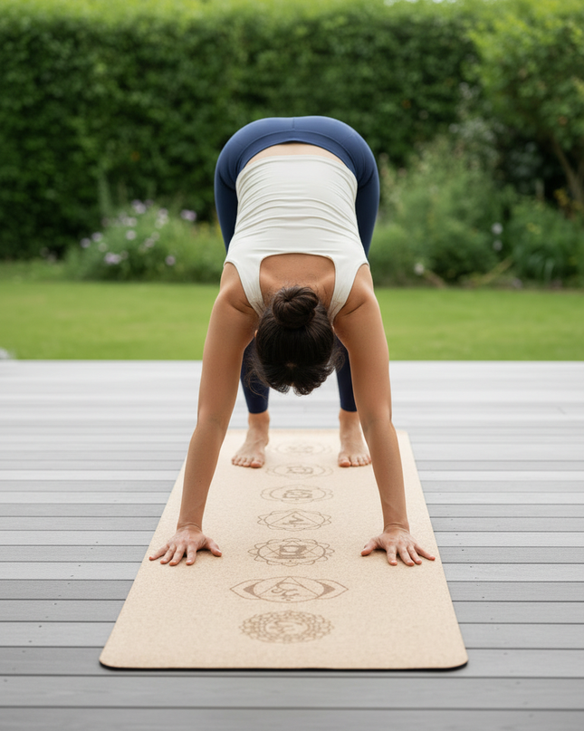 Große Yogamatte mit Chakra-Symbolen aus Kork - Ansicht 2
