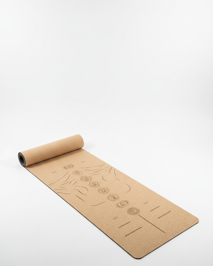 Große Yogamatte rutschfest - Kork & TPE, 183 x 58 cm - Ansicht 4