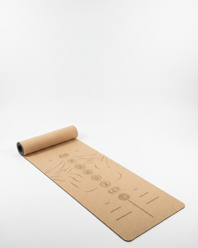 Große Yogamatte rutschfest - Kork & TPE, 183 x 58 cm - Ansicht 4