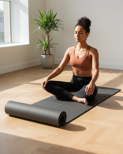 Light Travel Yoga Mat - anthrazit, 6 mm, 400 g - Ansicht 1