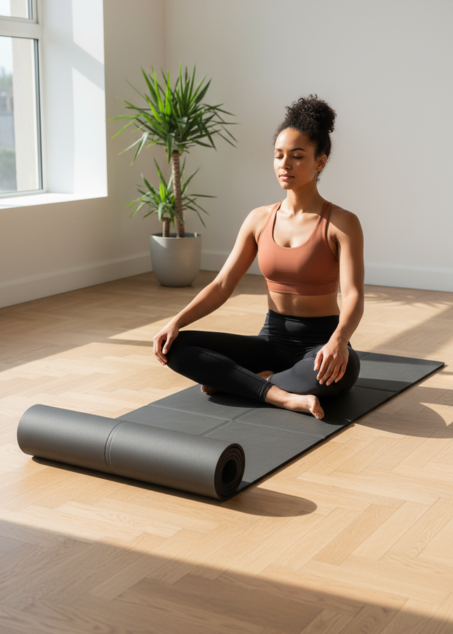 Light Travel Yoga Mat - anthrazit, 6 mm, 400 g - Ansicht 1