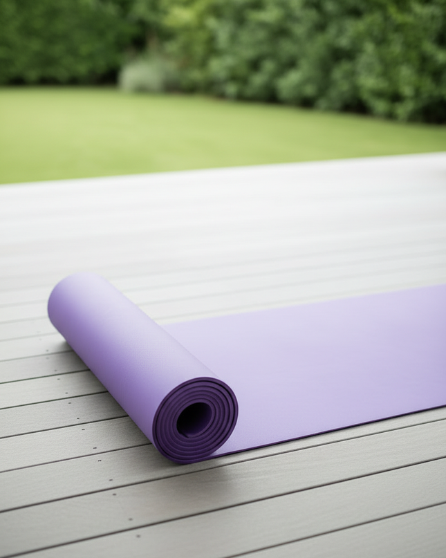 Lila Yogamatte: rutschfest, 4 mm dick, 173 x 60 cm - Ansicht 3