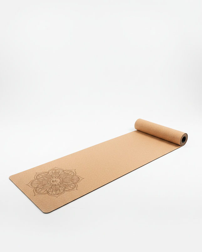 Yoga-Matte mit Muster - Hellbraune Korkmatte mit Mandala - Ansicht 5