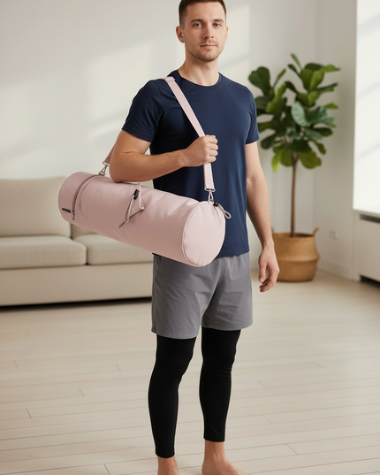 Pinke Yoga Bag mit Kordelzug und Fronttasche - Ansicht 2