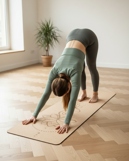 Reise-Yogamatte mit Tasche - hellbraun, 4 mm, 173 x 58 cm - Ansicht 2