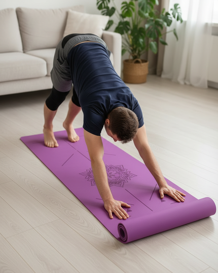 Yoga-Matte mit Linien - lila Mandala 6 mm TPE - Ansicht 2