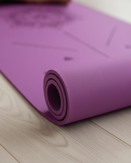 Yoga-Matte mit Linien - lila Mandala 6 mm TPE - Ansicht 4