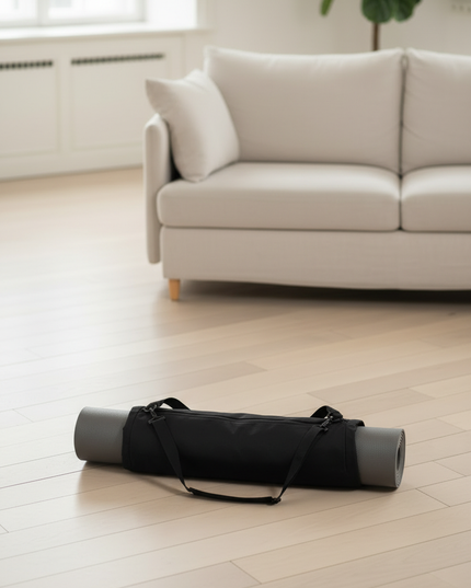 Schwarze Yoga Tasche mit Reißverschluss und Schultergurt - Ansicht 3