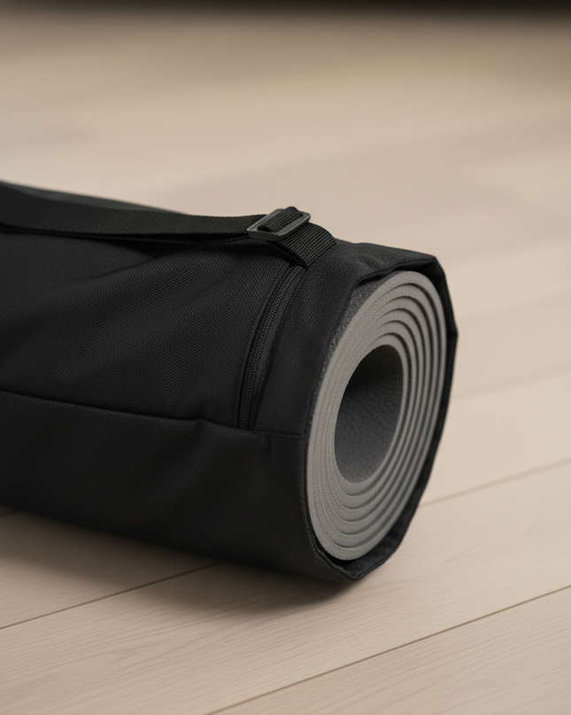 Schwarze Yoga Tasche mit Reißverschluss und Schultergurt - Ansicht 4