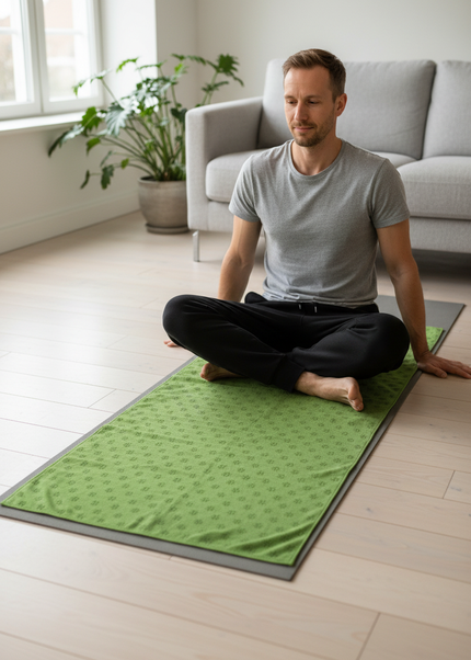 Yoga Towel mit Noppen: rutschfest, grün, 183 x 63 cm - Ansicht 1
