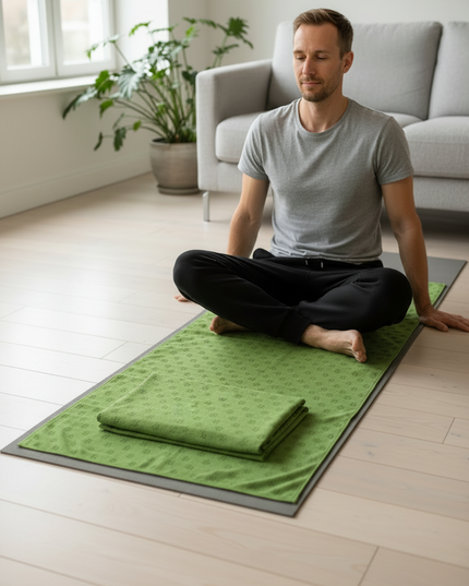 Yoga Towel mit Noppen: rutschfest, grün, 183 x 63 cm - Ansicht 2
