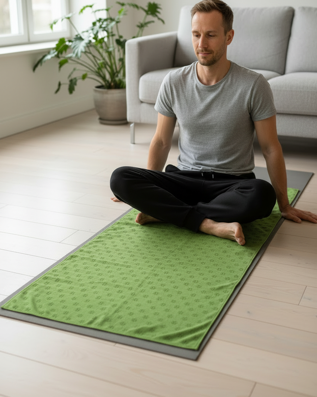 Yoga Towel mit Noppen: rutschfest, grün, 183 x 63 cm - Ansicht 3