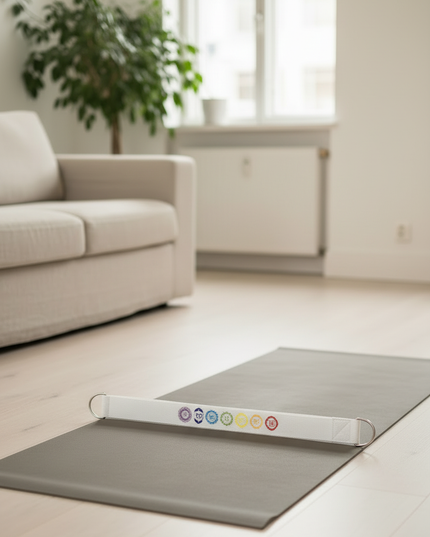 Yogagurt-Matte weiß mit Chakra-Stickerei 183 cm - Ansicht 2