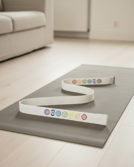 Yogagurt-Matte weiß mit Chakra-Stickerei 183 cm - Ansicht 3