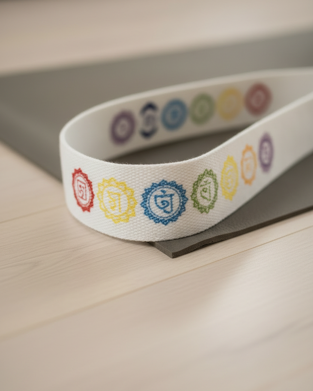 Yogagurt-Matte weiß mit Chakra-Stickerei 183 cm - Ansicht 4