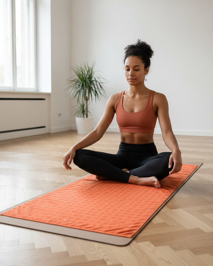 Yogahandtuch in Orange mit rutschfesten Noppen - Ansicht 1