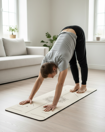 Beigefarbene Yogamatte mit Mandala 6 mm TPE - Ansicht 2