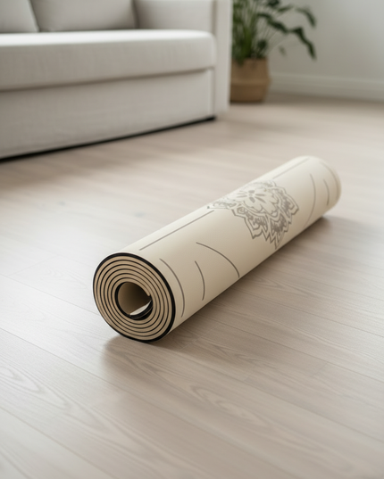 Beigefarbene Yogamatte mit Mandala 6 mm TPE - Ansicht 3