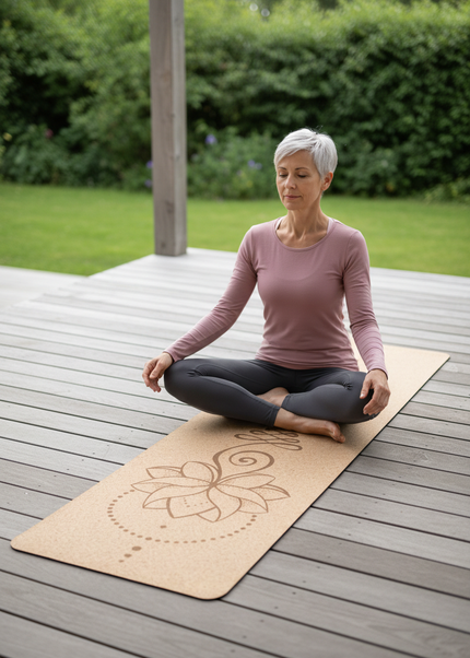 Braune Yogamatte aus Kork - rutschfest und natürlich - Ansicht 1
