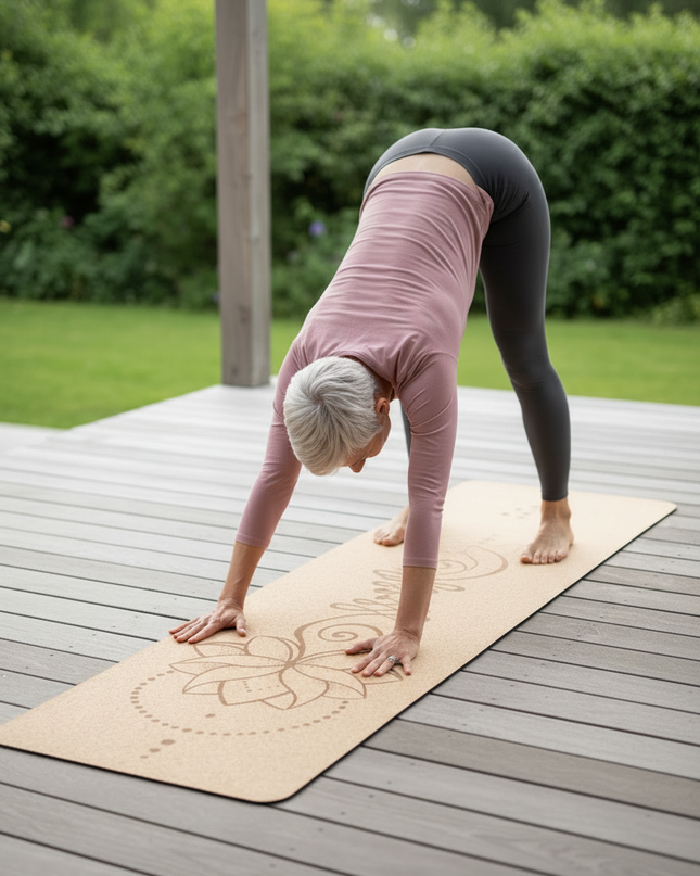 Braune Yogamatte aus Kork - rutschfest und natürlich - Ansicht 2