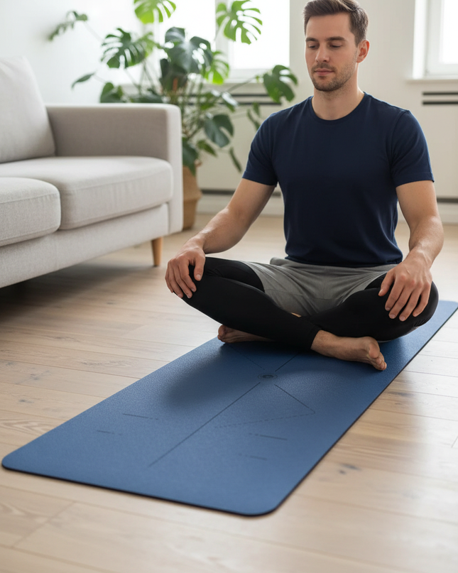 Yogamatte mit Tasche Set - rutschfest, 6 mm, dunkelblau - Ansicht 1