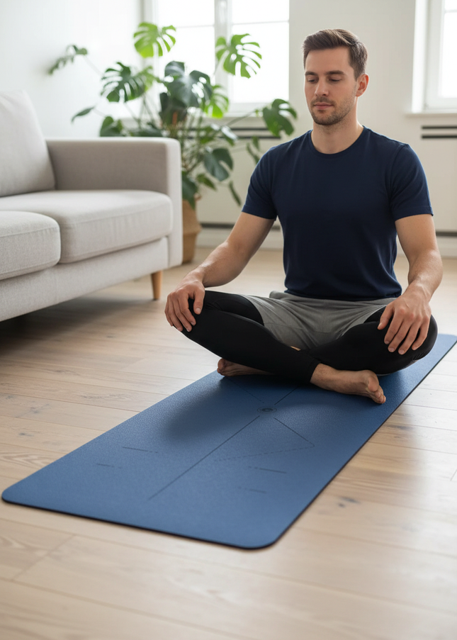 Yogamatte mit Tasche Set - rutschfest, 6 mm, dunkelblau - Ansicht 1