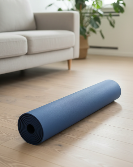 Yogamatte mit Tasche Set - rutschfest, 6 mm, dunkelblau - Ansicht 3