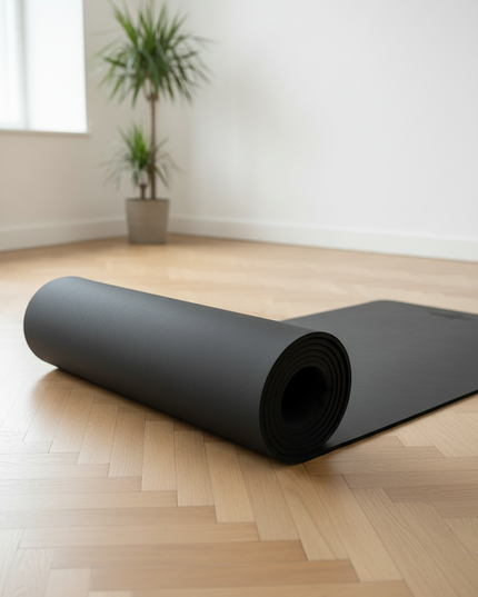 Yogamatte weich und rutschfest in Schwarz - 6 mm Dicke - Ansicht 3