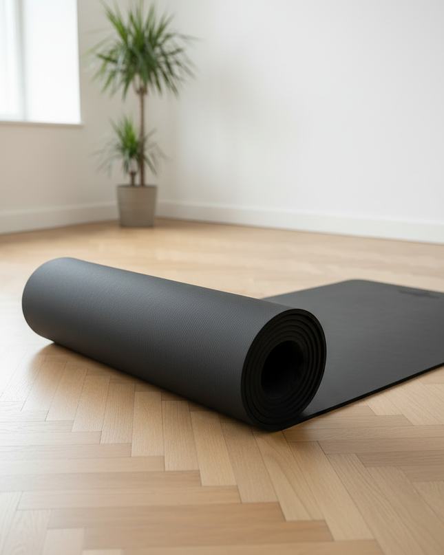 Yogamatte weich und rutschfest in Schwarz - 6 mm Dicke - Ansicht 3