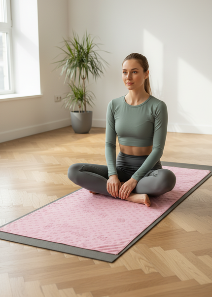 Yogatuch mit Noppen - rutschfestes rosa Mikrofaser-Handtuch - Ansicht 1