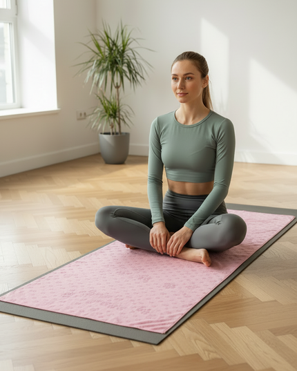 Yogatuch mit Noppen - rutschfestes rosa Mikrofaser-Handtuch - Ansicht 2