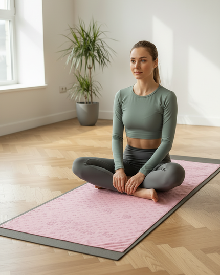 Yogatuch mit Noppen - rutschfestes rosa Mikrofaser-Handtuch - Ansicht 3